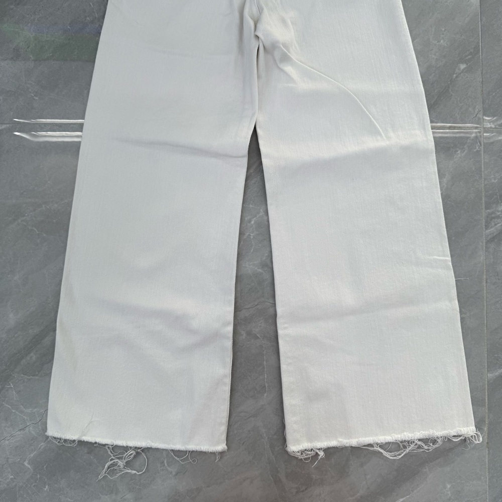 Women’s Miou Muse Straight Wide Leg Denim Pants Raw Hem Size Medium - Picture 10 of 16